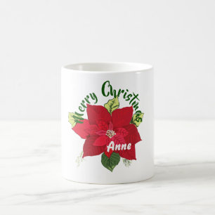 Caneca De Café Poinsettia Nome Personalizado Mug