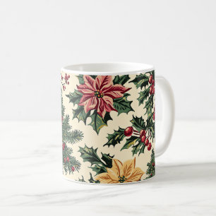Caneca De Café Poinsettia Padrão Floral de Natal (15)