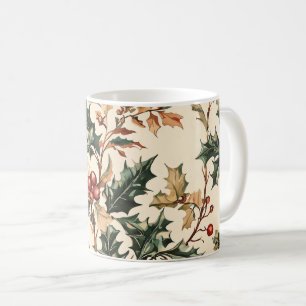 Caneca De Café Poinsettia Padrão Floral de Natal (3)