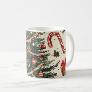 Caneca De Café Poinsettia Padrão Floral de Natal (4)