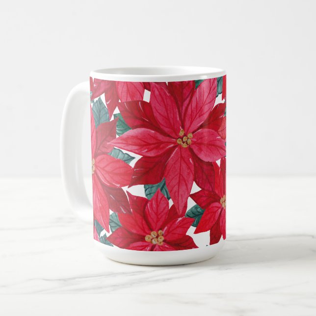 Caneca De Café Poinsettias Winter Shelter (Frente Esquerda)