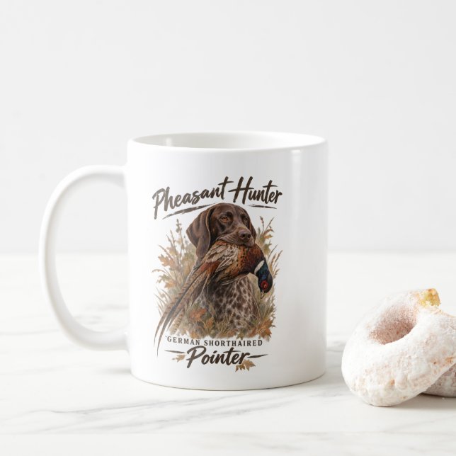 Caneca De Café Pointer Alemão de Cabelo Curto  (Com Donut)