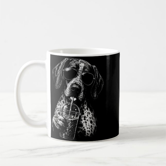 Caneca De Café Pointer Alemão de Cabelo Curto Bebendo Café Gelado (Esquerda)