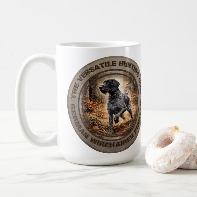 Caneca De Café Pointer de Cabelo Rijo Alemão (Com Donut)
