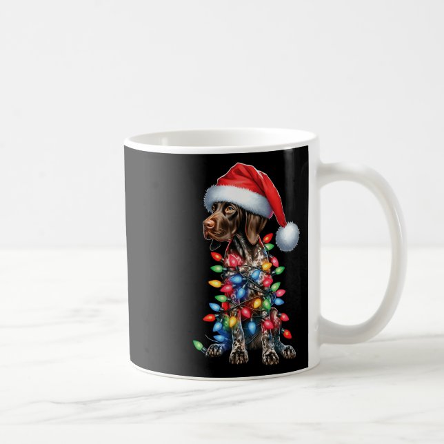 Caneca De Café Pointerdog alemão alcança Santa Hat Chr (Direita)