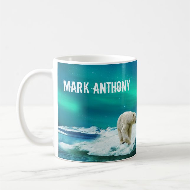 Caneca De Café Polar Bear Aurora Borealis Mug Personalizado (Esquerda)
