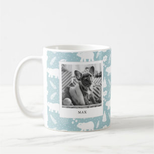 Caneca De Café Polar Bear Floral & Pine Holiday Blue 2 Photo Mug