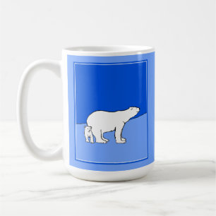 Caneca De Café Polar Bear Mãe e Pintura em Cubo - Arte Selvagem