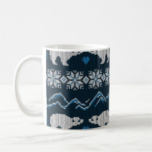Caneca De Café Polar Bears Knted Winter Patterno