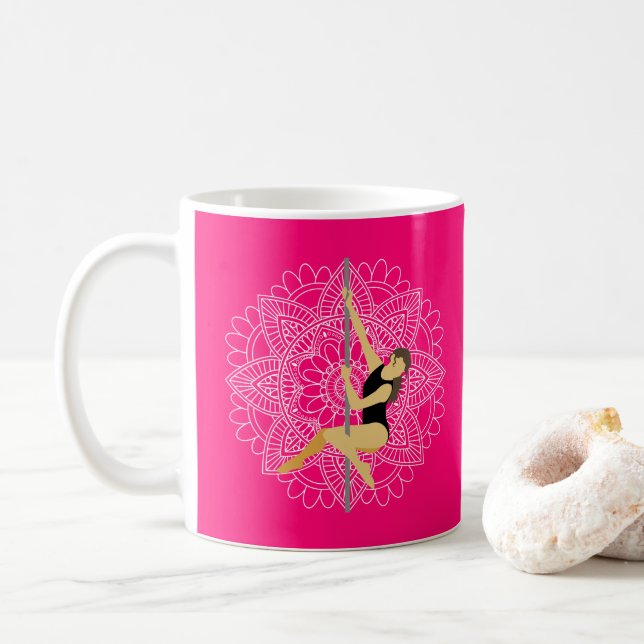Caneca De Café Poli Sport Dance Flower Mandala Nome Personalizado (Com Donut)