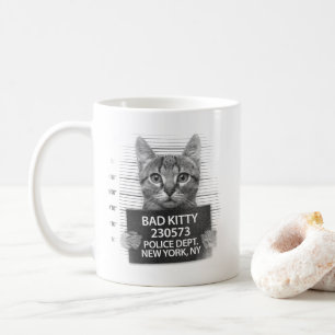 Caneca De Café Polícia de Gato de Gato Mau Prende Foto Engraçada