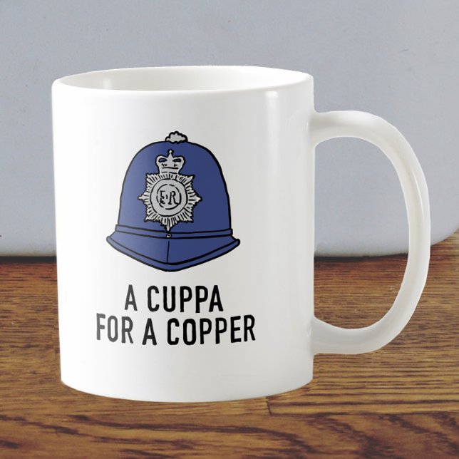 Caneca De Café Polícia do Reino Unido com Helmet - Cuppa para Cob (Criador carregado)