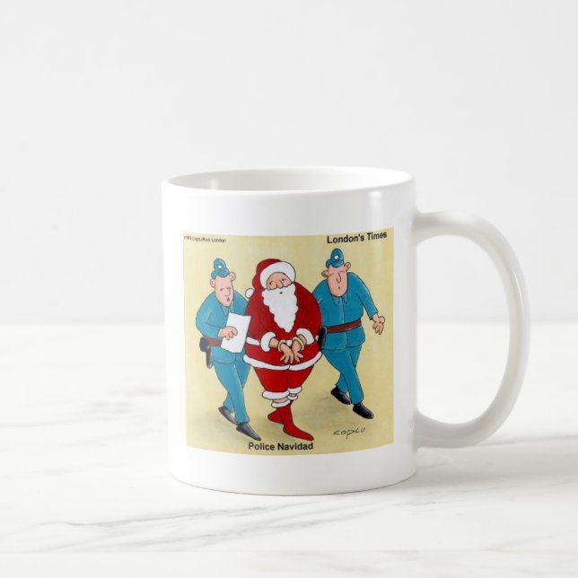 Caneca De Café Polícia Navidad Presentes e Camisetas Divertidos d (Direita)