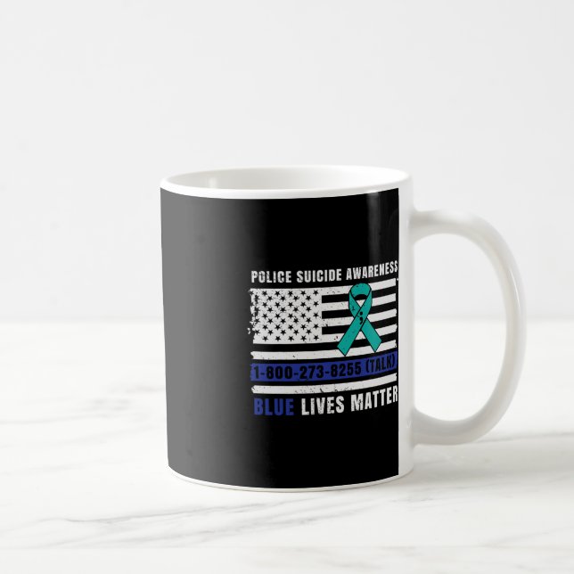 Caneca De Café Polícia Suicida Consciência Azul Vive Força da Lei (Direita)