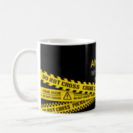 Caneca De Café Polícia Themed Birthday com amarelo não cruza