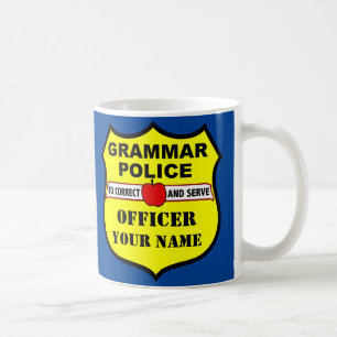 Caneca De Café Policial de Gramática Personalizável