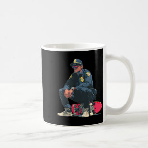 Caneca De Café Policial de Óculos de Sol com Skate para Polícia