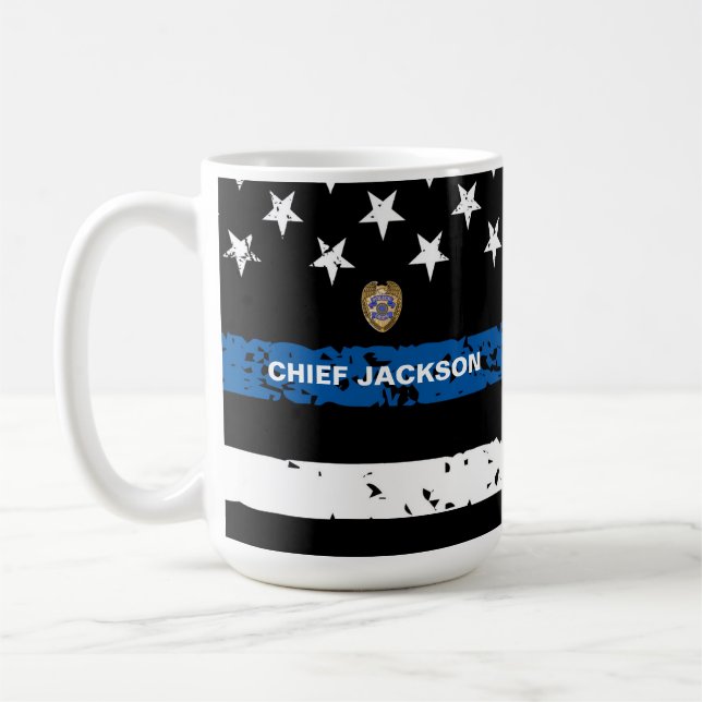 Caneca De Café Policial de Sinalizador de Linha Azul Thin (Esquerda)