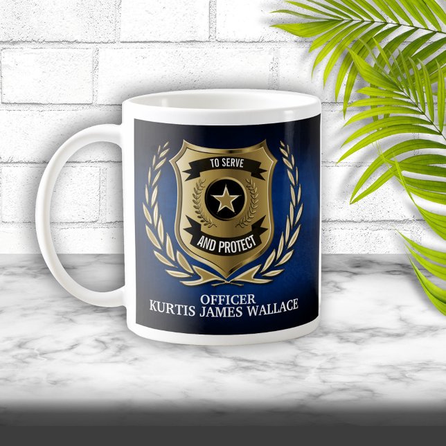 Caneca De Café Policial Protetor Personalizado (Criador carregado)