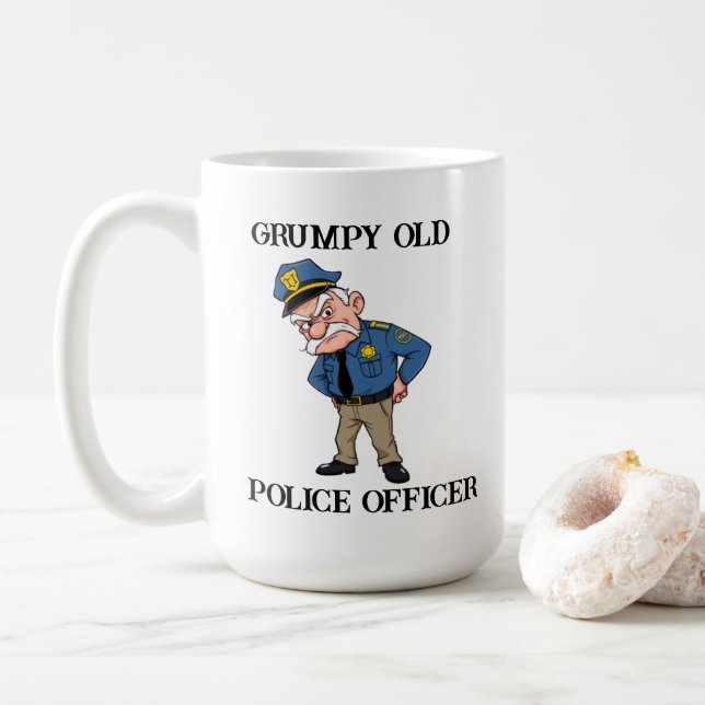 Caneca De Café Policial Velho Grumpy (Com Donut)