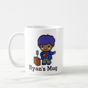 Caneca De Café Política/Auto-falante de cor branca com cabelo azu