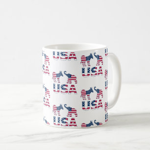 Caneca De Café Política Republicana de Elefantes Democrata dos EU