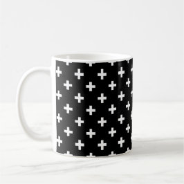 Caneca De Café Polka branca cruza a preto
