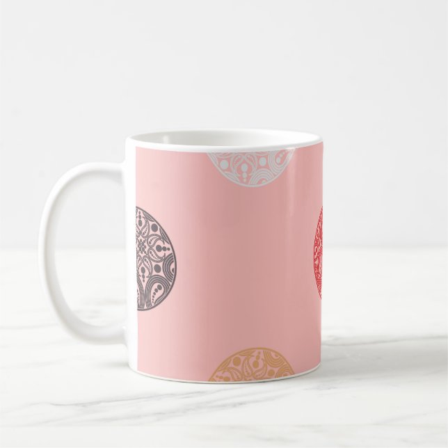 Caneca De Café Polka dots seamless pattern. Mosaic of ethnic figu (Esquerda)