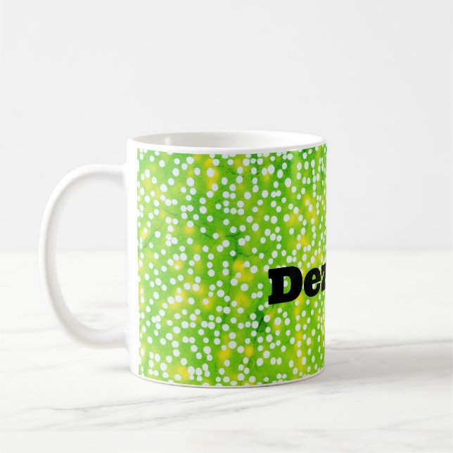 Caneca De Café "Polka Perfected: Green Dotted Delight Mug" (Esquerda)