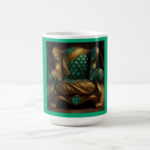 Caneca De Café Poltrona de Braço Verde e Dourado Luxuosa
