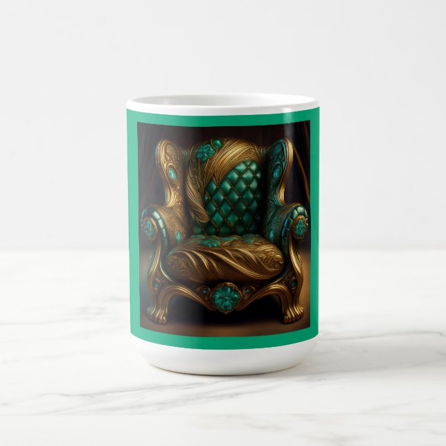 Caneca De Café Poltrona de Braço Verde e Dourado Luxuosa (Centro)