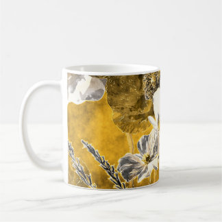 Caneca De Café Pólvoras Florais Monocromáticas