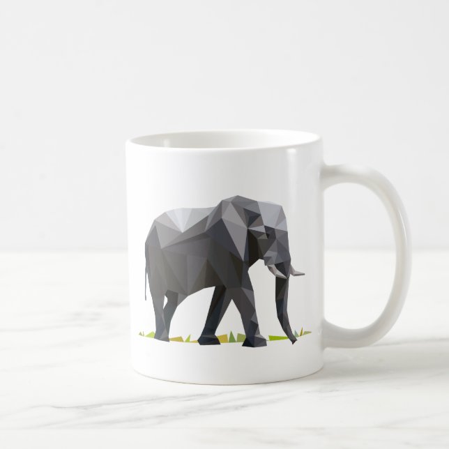 Caneca De Café polygon art triangle elephant graphic (Direita)