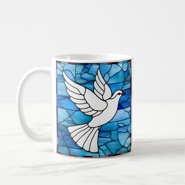 Caneca De Café Pomba Branca em Vidro Colorido (Esquerda)