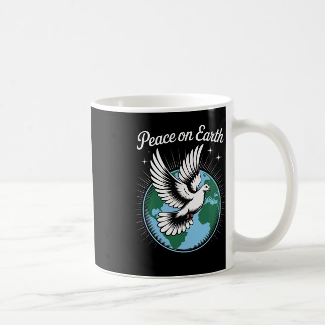 Caneca De Café Pomba da Paz na Terra e Globo Fé Natal Espiritual (Direita)