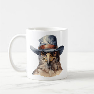 Caneca De Café Pombo engraçado vestindo um chapéu de cowboy, aqua