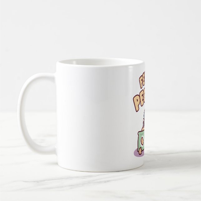Caneca De Café Pombo Fofo e Batata Frita Sentindo Fome (Esquerda)
