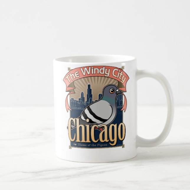 Caneca De Café Pombo retro de Chicago (Direita)