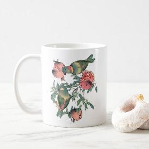 Caneca De Café Pomegranato Frutas e aves