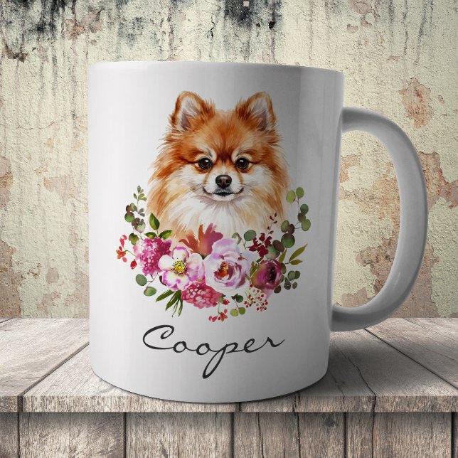 Caneca De Café Pomerânia aquarela (Criador carregado)