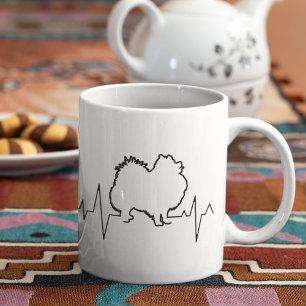 Caneca De Café Pomerânia Breia Pet Dog Heartbeat Line Art Love