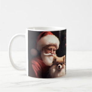 Caneca De Café Pomerânia com Papai Noel Natal Festivo