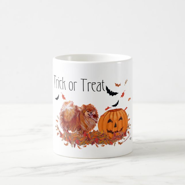 Caneca De Café Pomerânia de Halloween (Centro)