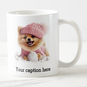 Caneca De Café Pomerânia de inverno adorável