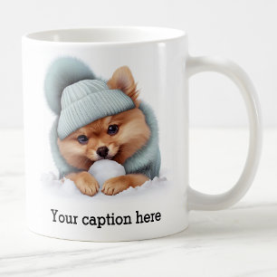 Caneca De Café Pomerânia de inverno adorável