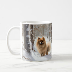 Caneca De Café Pomerânia Deixe Nevar Natal