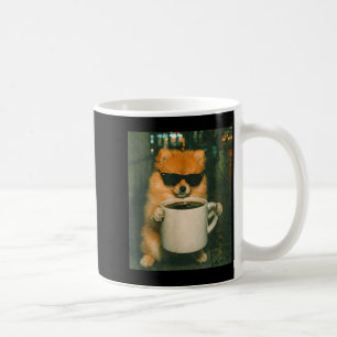 Caneca De Café Pomerânia engraçada bebendo meme de café retrô urb