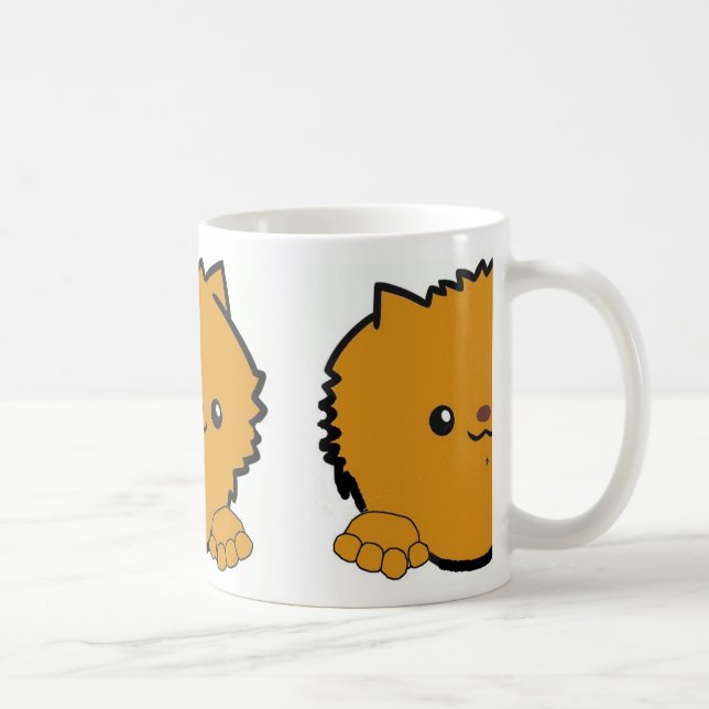 Caneca De Café pomerânia espiando laranja (Direita)