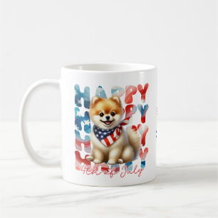 Caneca De Café Pomerânia Feliz 4 de Julho Personalizada