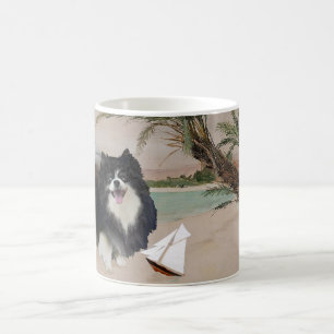 Caneca De Café Pomerânia Negra com veleiro